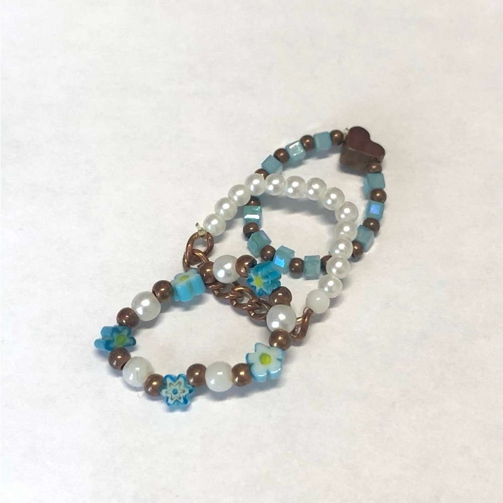 Vintage Hand Crafted 5/$25 Beaded Stackable Rings Size 6-7